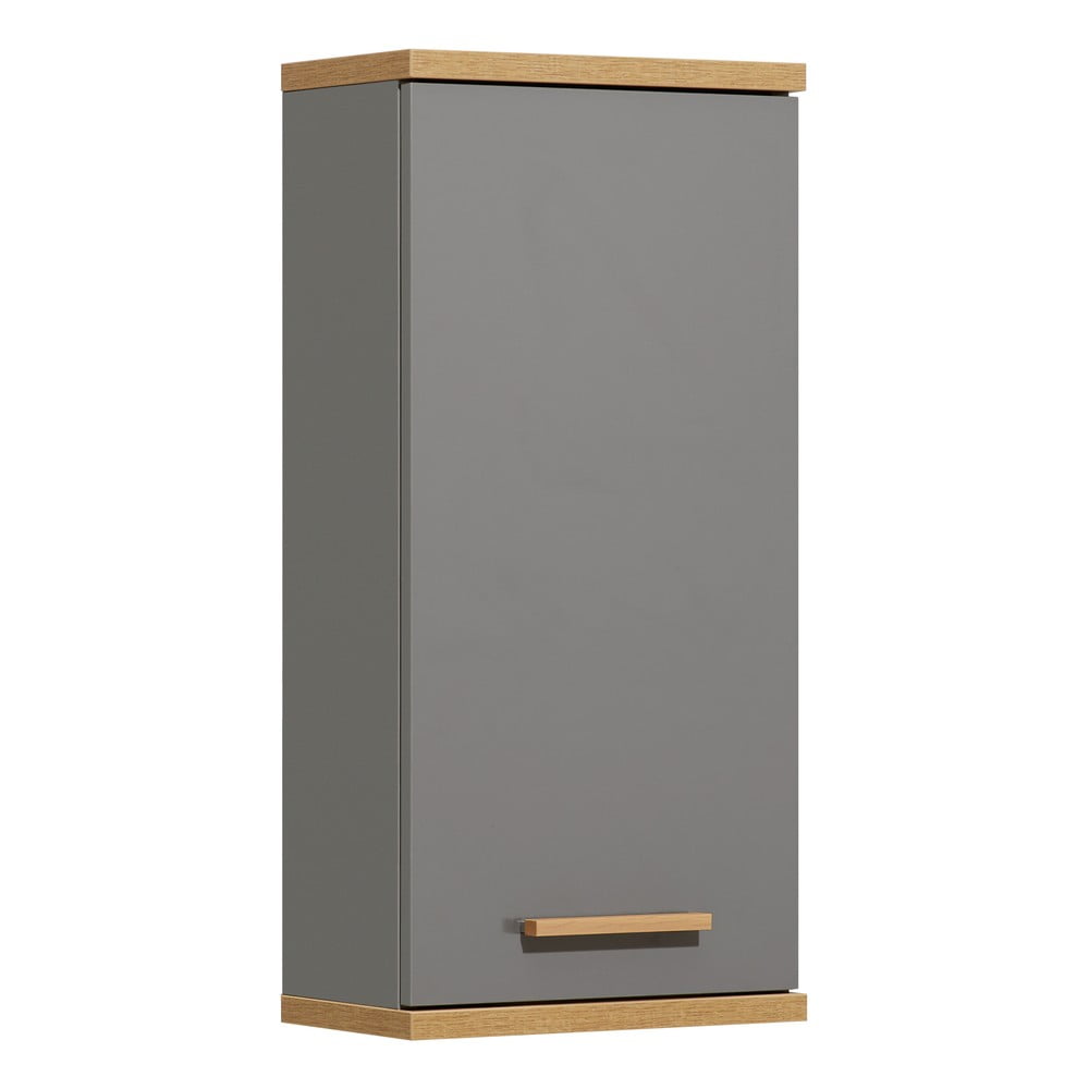 Dulap de baie gri suspendat cu aspect de lemn de stejar 35,5x74,5 cm Quickset 924 – Pelipal