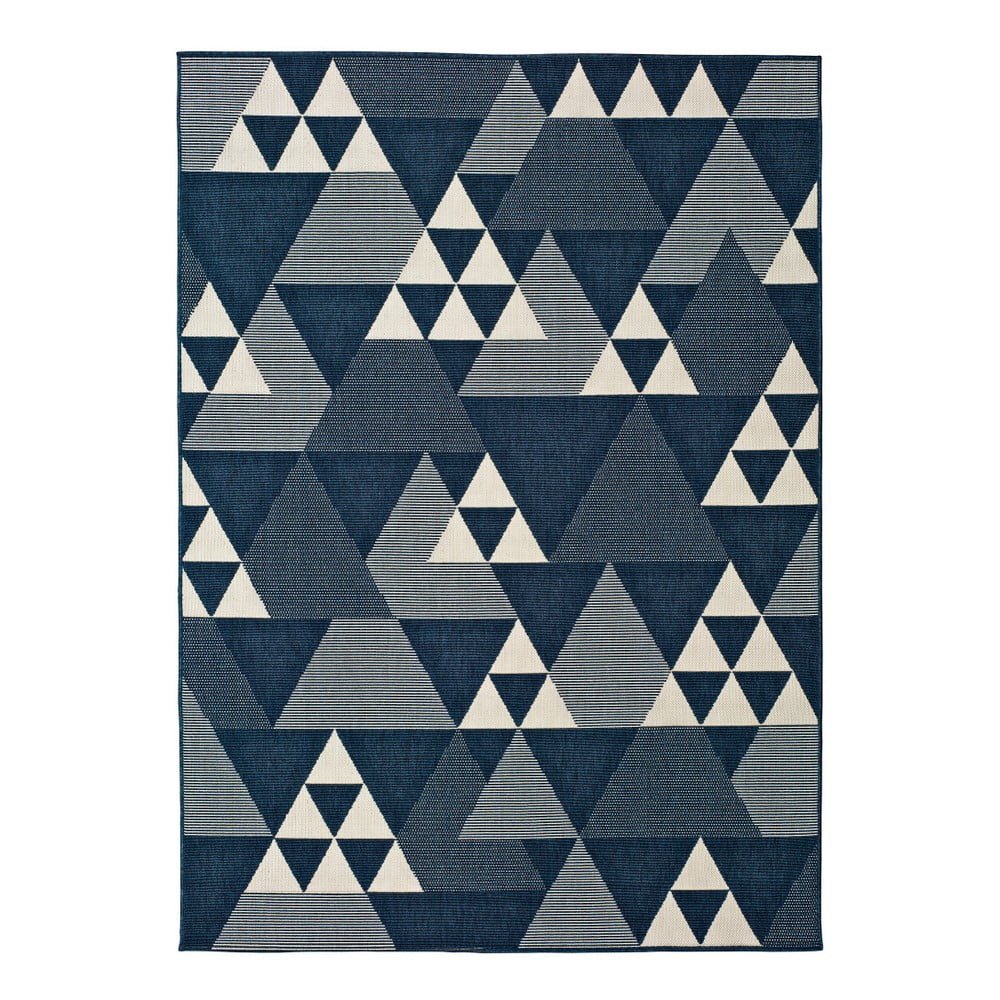 Covor pentru exterior Universal Clhoe Triangles, 140 x 200 cm, albastru-gri bonami.ro