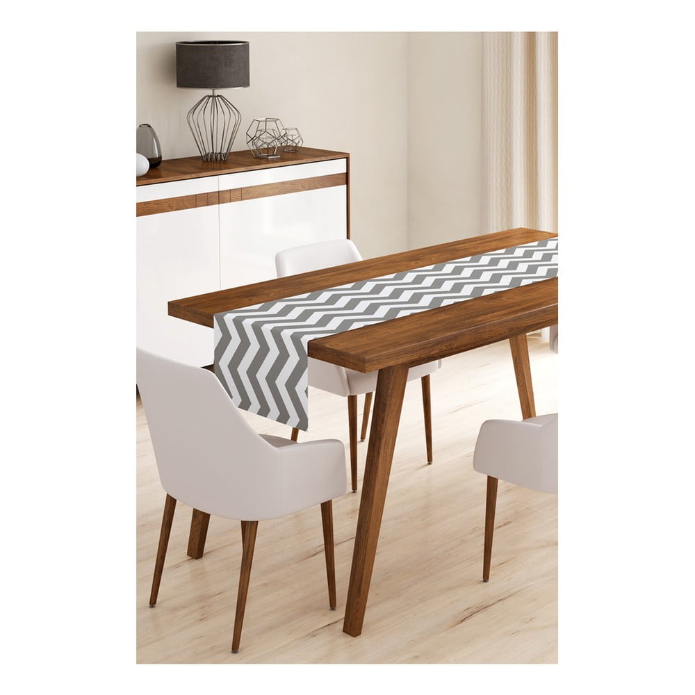Napron din microfibră pentru masă Minimalist Cushion Covers Grey Stripes, 45 x 140 cm bonami.ro imagine 2022
