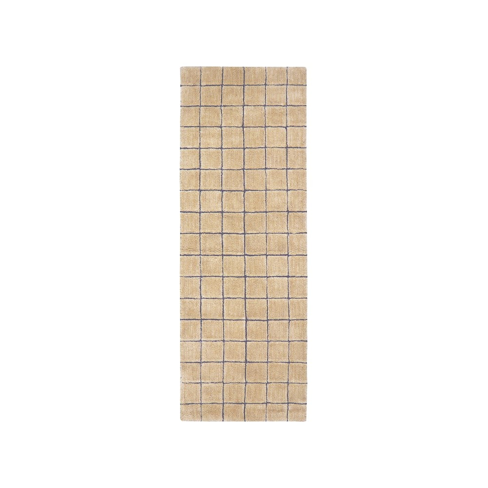 Covor tip traversă chihlimbar țesut manual din lână 80x230 cm Mosaic Amber – Lorena Canals