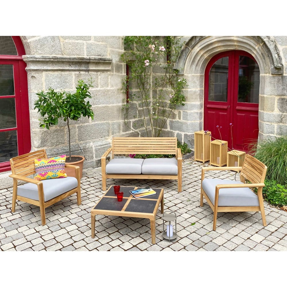 Poza Set mobilier de gradina gri din lemn de tec pentru 4 persoane Aquariva - Ezeis