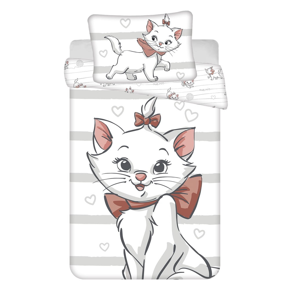 Lenjerie de pat pentru copii albă din bumbac pentru pătuț 100x135 cm Marie Cat 