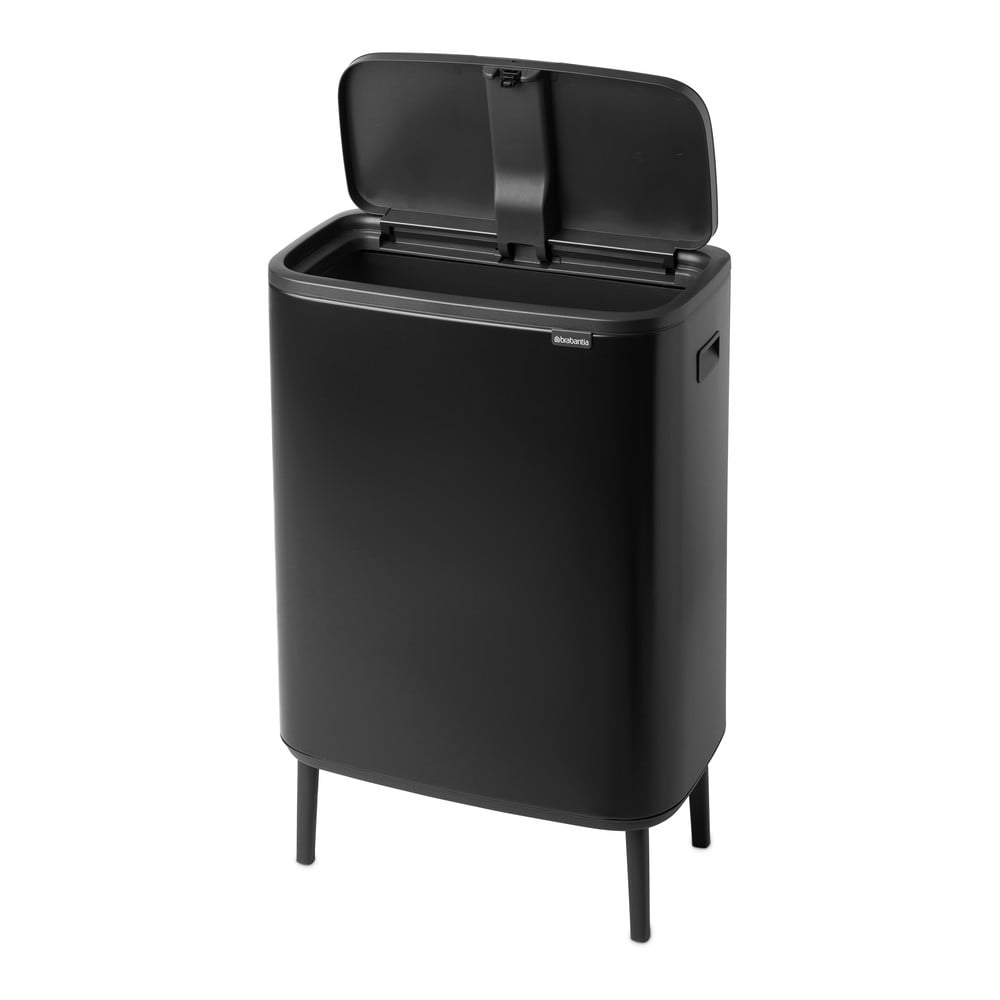 Coș de gunoi negru mat cu senzori de atingere din oțel 60 l Bo Touch Bin Hi – Brabantia