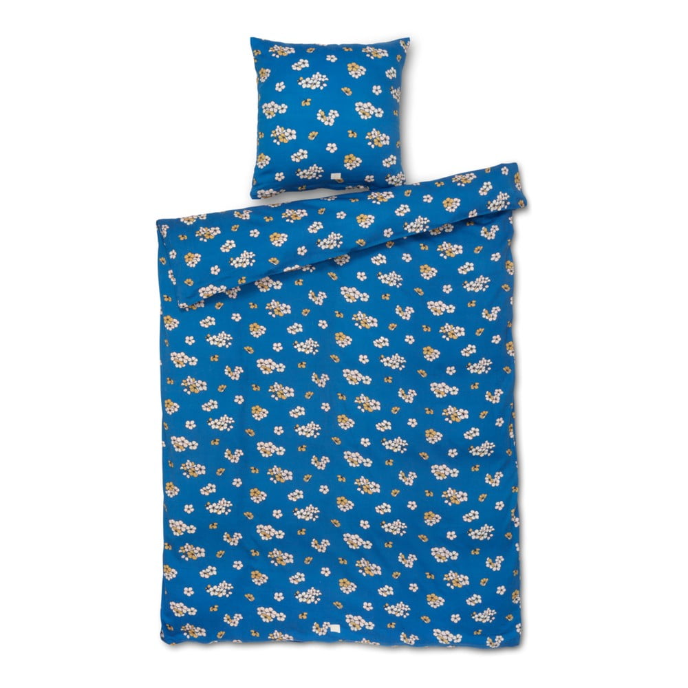 Lenjerie de pat albastră din bumbac satinat pentru pat de o persoană/extinsă 140×220 cm Grand Pleasantly – JUNA 140x220 imagine noua