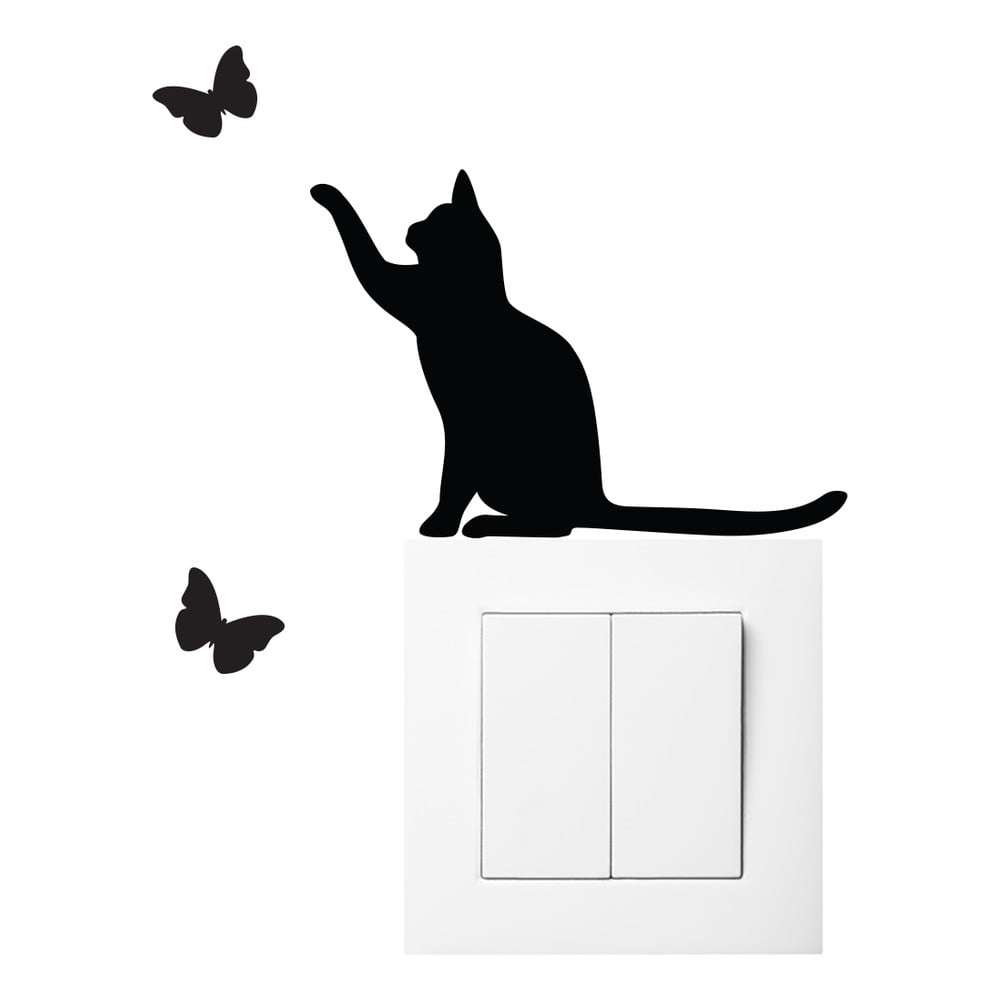 Autocolant pentru întrerupător Ambiance Cat, negru Ambiance imagine 2022