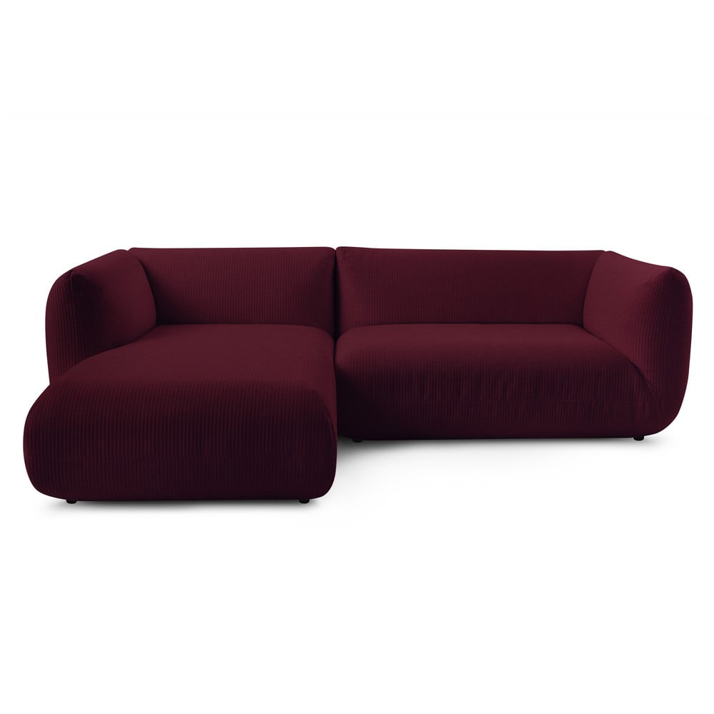 Colțar burgundy cu tapițerie din catifea reiată (cu colț pe partea stângă ) lecomte – bobochic paris