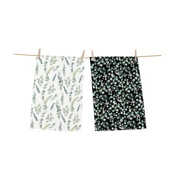 Set 2 prosoape din bumbac pentru bucătărie butter kings eucalyptus branches, 50 x 70 cm