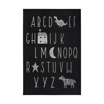 Covor copii ragami letters, 120 x 170 cm, negru