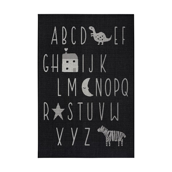 Covor copii Ragami Letters, 160 x 230 cm, negru