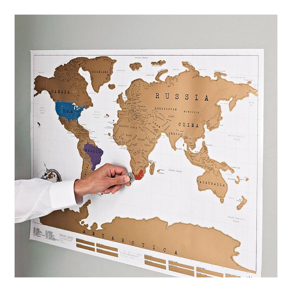 Harta lumii răzuibilă pentru perete Ambiance Scratch Map