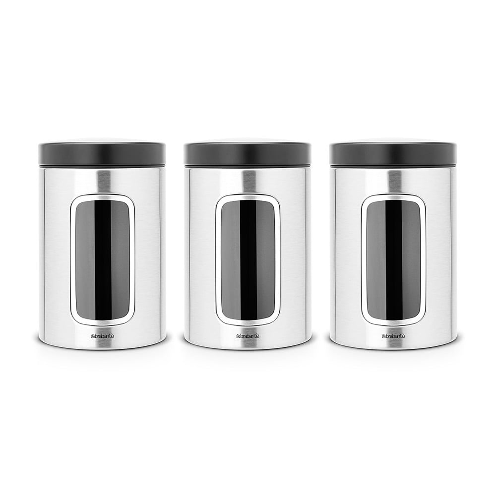 Set 3 recipiente de bucătărie Brabantia, 1,4 l, alb - negru