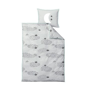Lenjerie de pat din bumbac ranforce pentru copii södahl raindrops, 70 x 100 cm, verde - negru