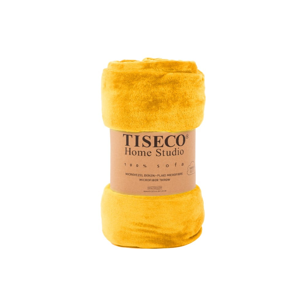 Poza Cuvertura galben ocru din microplus pentru pat dublu 220x240 cm Cosy - Tiseco Home Studio