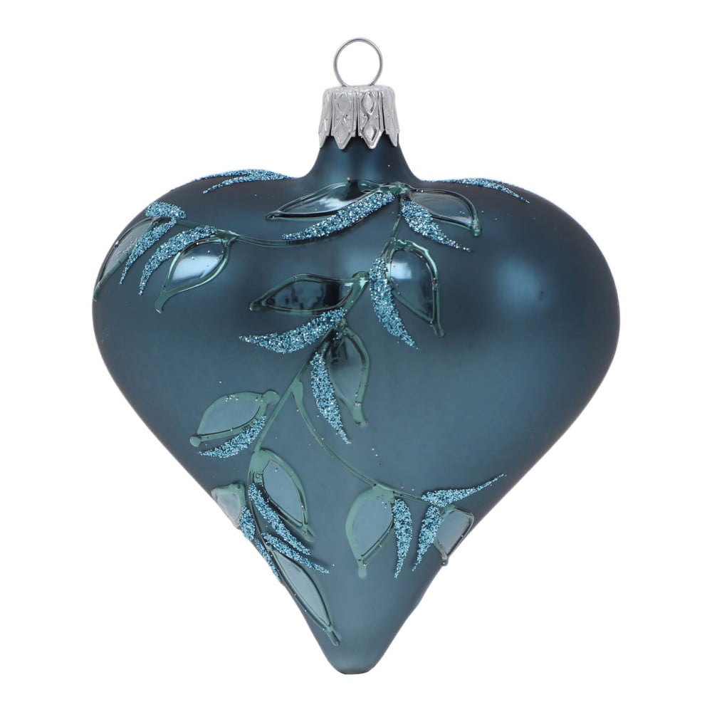 Set 3 decorațiuni de Crăciun din sticlă Ego Dekor Heart, albastru albastru pret redus