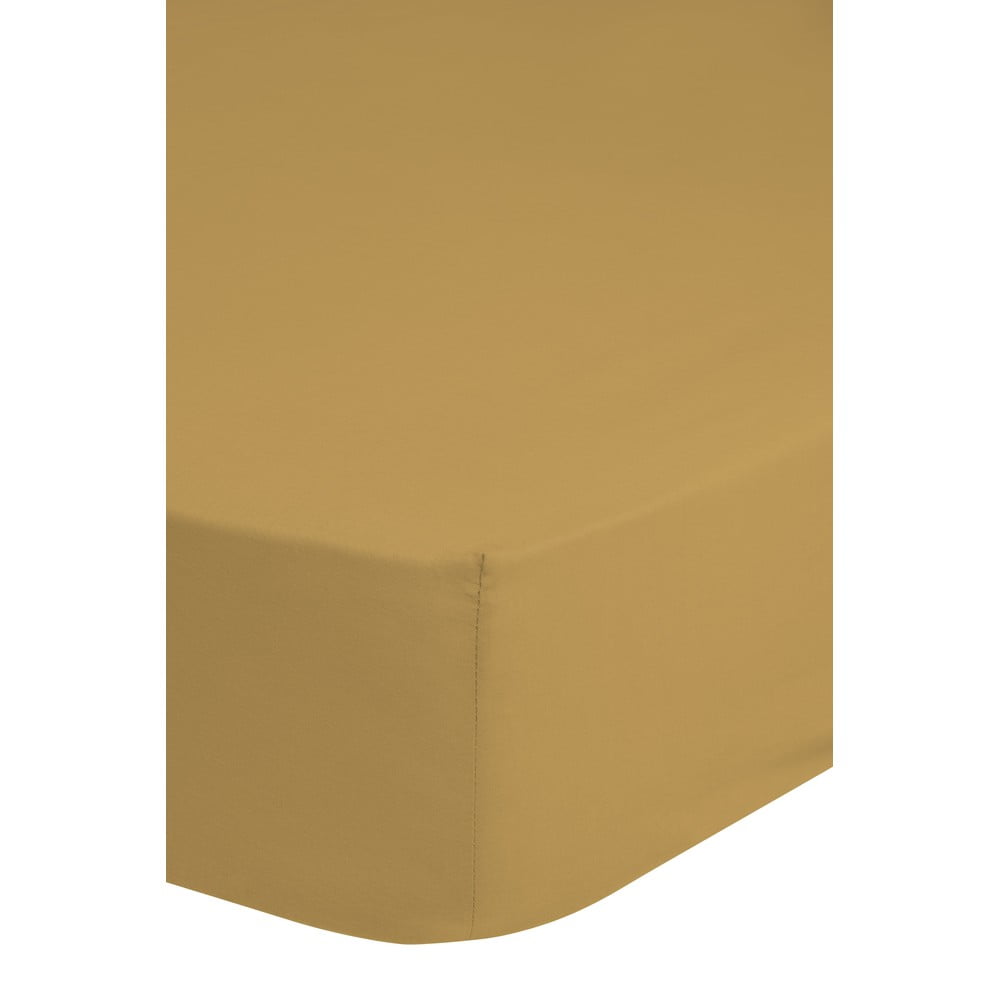 Cearșaf elastic din bumbac satinat HIP, 140 x 200 cm, galben închis bonami.ro