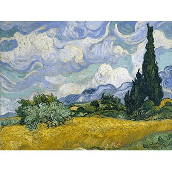 Reproducere tablou vincent van gogh - wheat field with cypresses, 60 x 45 cm
