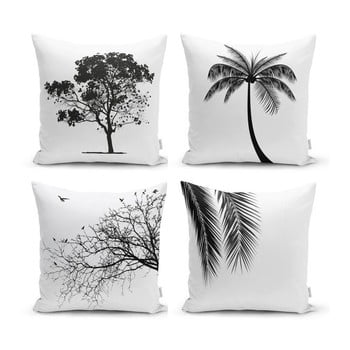 Set 4 fețe de pernă decorative minimalist cushion covers black and white, 45 x 45 cm