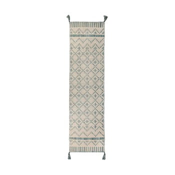 Covor din bumbac flair rugs leela, 60 x 200 cm, bej - albastru