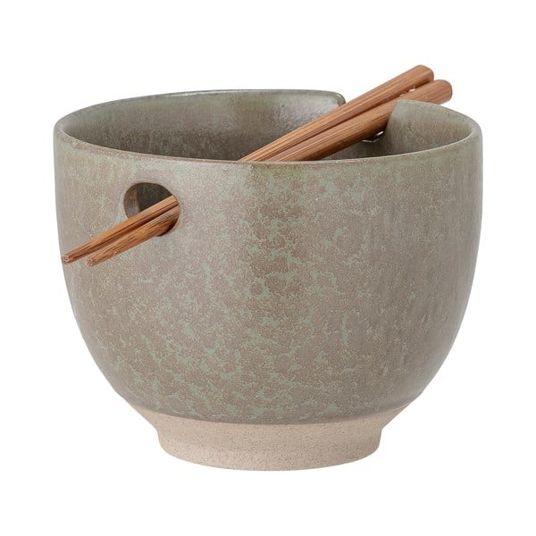 Bol din gresie ceramică și bețișoare Bloomingville Masami, ø 13 cm, gri