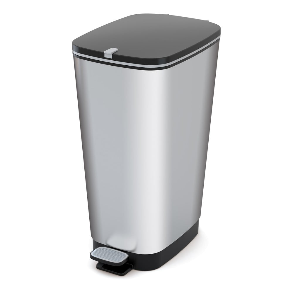 Coș de gunoi argintiu cu pedală din plastic 50 l Chic Bin – KIS