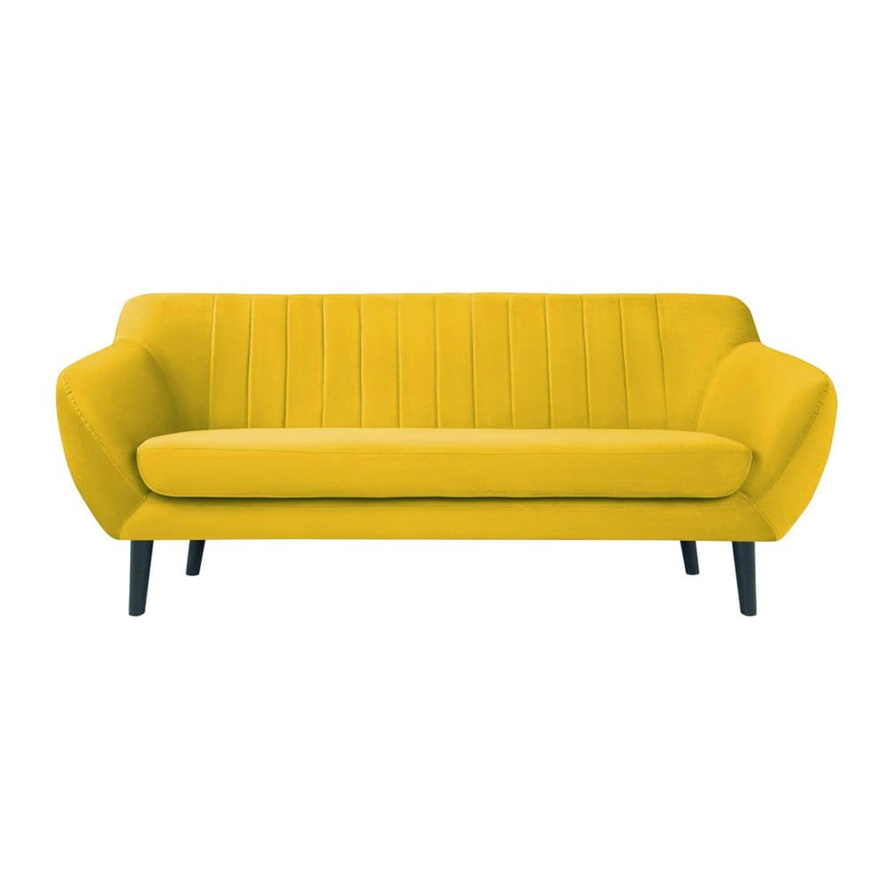 Canapea cu tapițerie din catifea Mazzini Sofas Toscane, 188 cm, galben 188 imagine noua somnexpo.ro