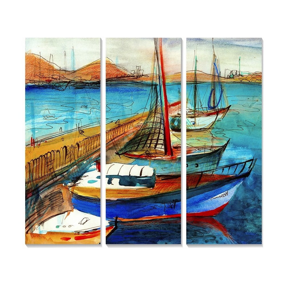  Tablouri 3 buc. 20x50 cm Sailing – Wallity 