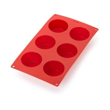 Formă din silicon pentru 6 mini brioșe lékué, roșu