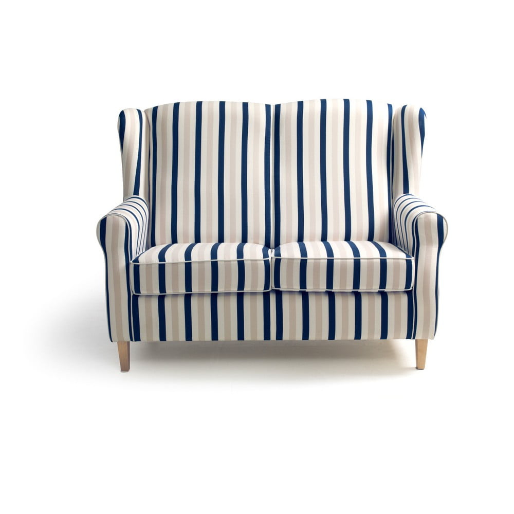 Canapea în dungi Max Winzer Lorris, albastru-alb, 139 cm 139 imagine noua somnexpo.ro