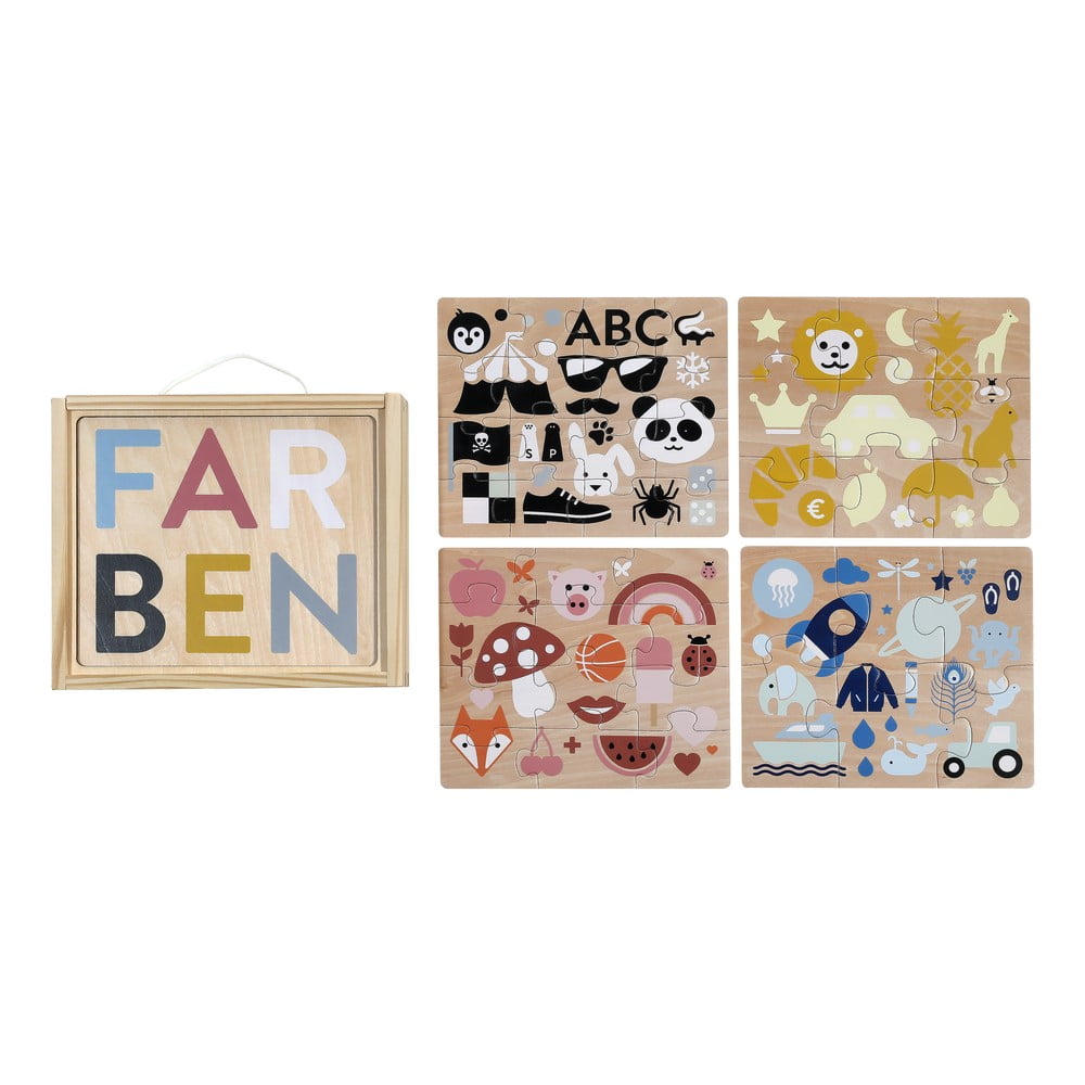 Set 4 puzzle-uri din lemn kindsgut colours