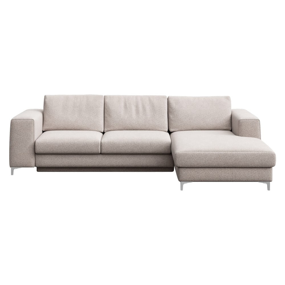 Colțar gri deschis extensibil/cu spațiu de depozitare cu tapițerie din țesătură bouclé (cu colț pe partea dreaptă/cu șezlong) Rene – Rodier