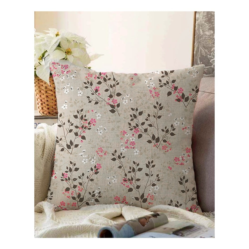 Față de pernă din amestec de bumbac Minimalist Cushion Covers Bloom, 55 x 55 cm, maro