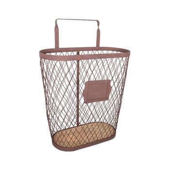 Coș metalic pentru reviste cu elemente din lemn de mango antic line panier, înălțime 53 cm