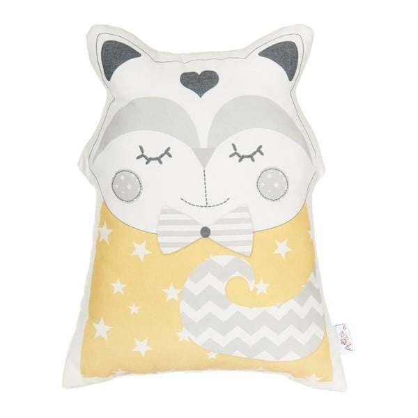Pernă decorativă Mike & Co. NEW YORK Pillow Toy Smart Cat, 23 x 33 cm, galben