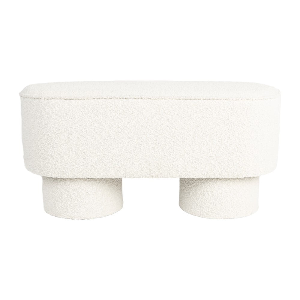 Bancă albă cu tapițerie din țesătură bouclé Marcos – White Label