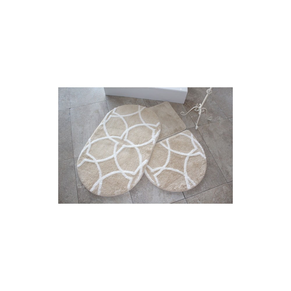 Set 3 covorașe de baie Confetti Bathmats Bonne, maro