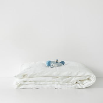 Lenjerie de pat din in pentru copii Linen Tales Nature, 100 x 140 cm, alb