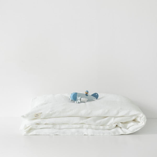 Lenjerie de pat din in pentru copii Linen Tales Nature, 140 x 200 cm, alb