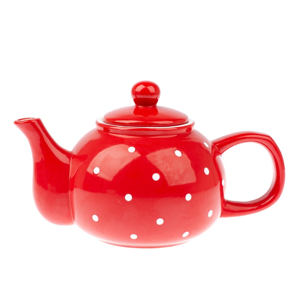 Ceainic din ceramică Dakls Dots, 1 l, roșu