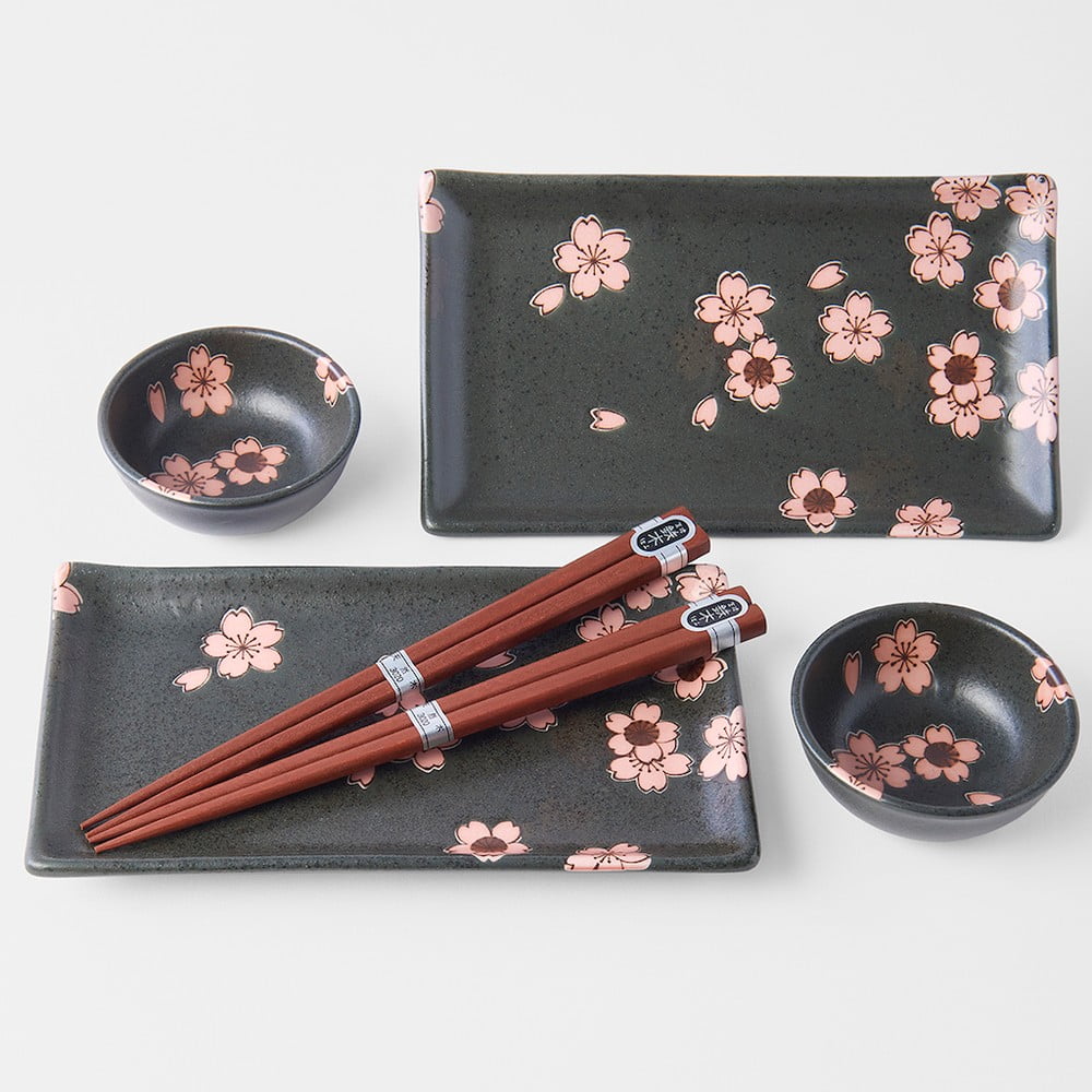 Set 6 farfurii de sushi din ceramică MIJ Sakura, gri bonami.ro