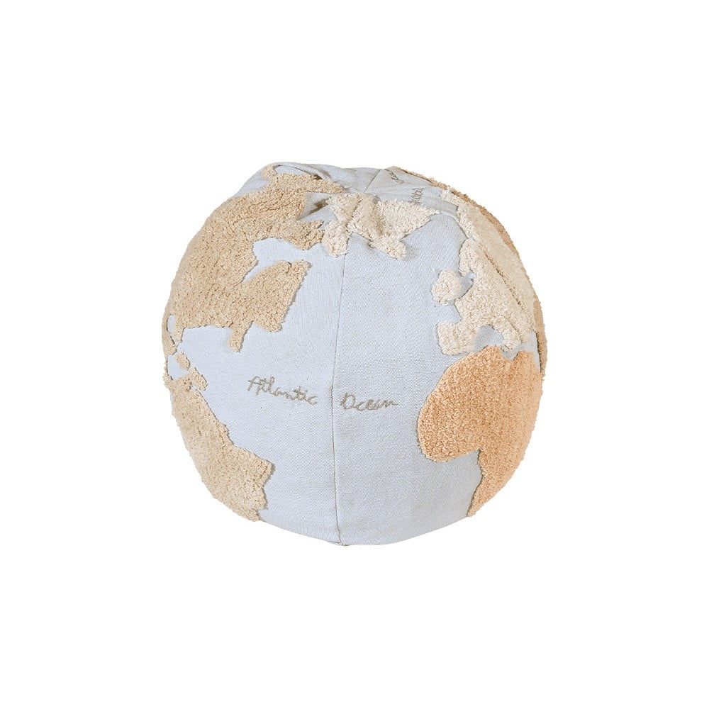 Puf de copii albastru/bej World Map – Lorena Canals