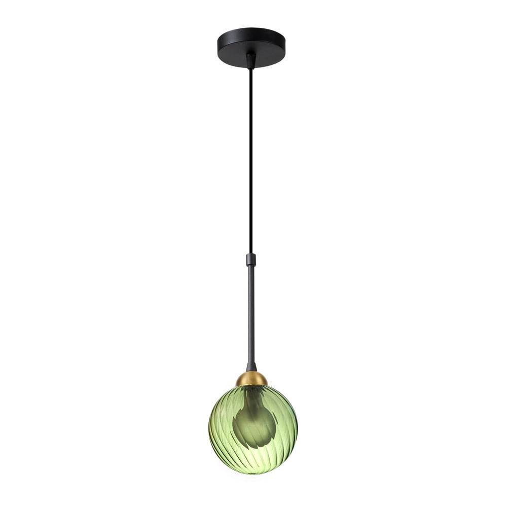 Lustră verde cu abajur din sticlă ø 12 cm Twister – Squid Lighting