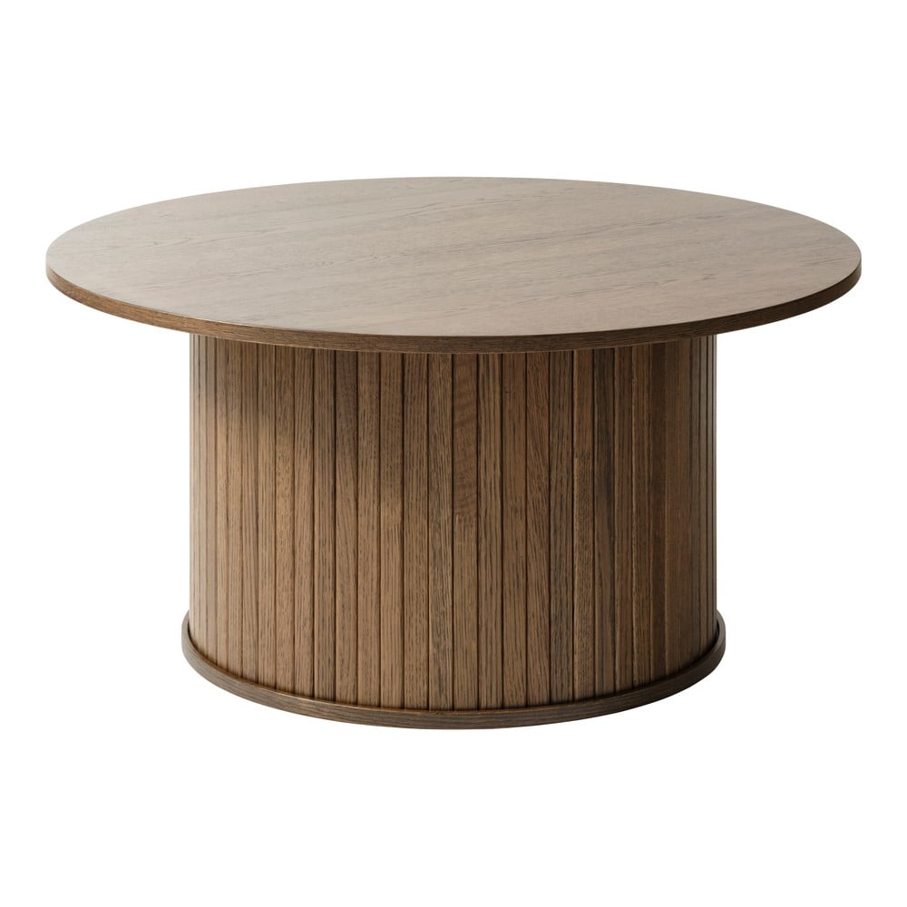 Măsuță de cafea maro rotundă cu aspect de lemn de stejar ø 90 cm Nola – Unique Furniture aspect imagine noua