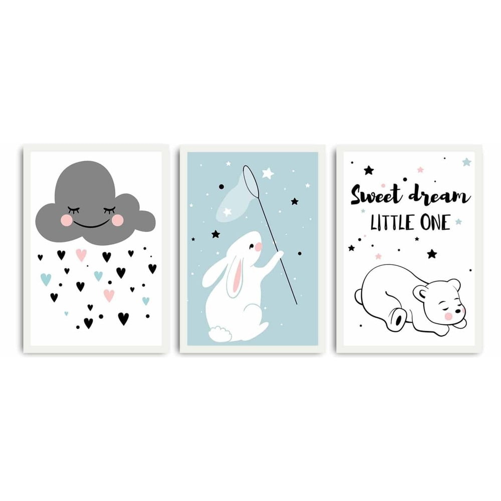 Tablouri pentru copii 3 buc. 35x50 cm Sweet Dreams Little One – Wallity