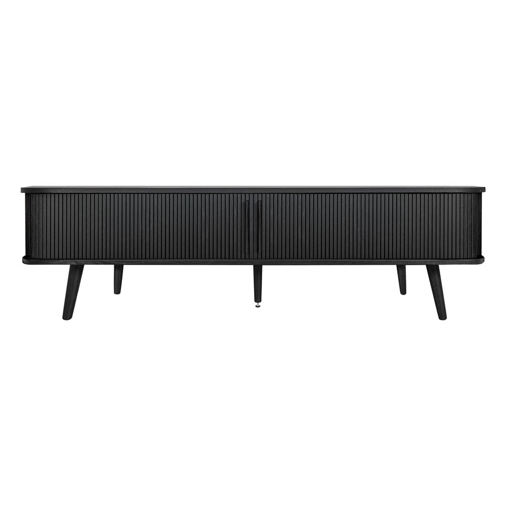 Comodă TV neagră cu aspect de lemn de stejar 178x50x40 cm Rove – Woodman