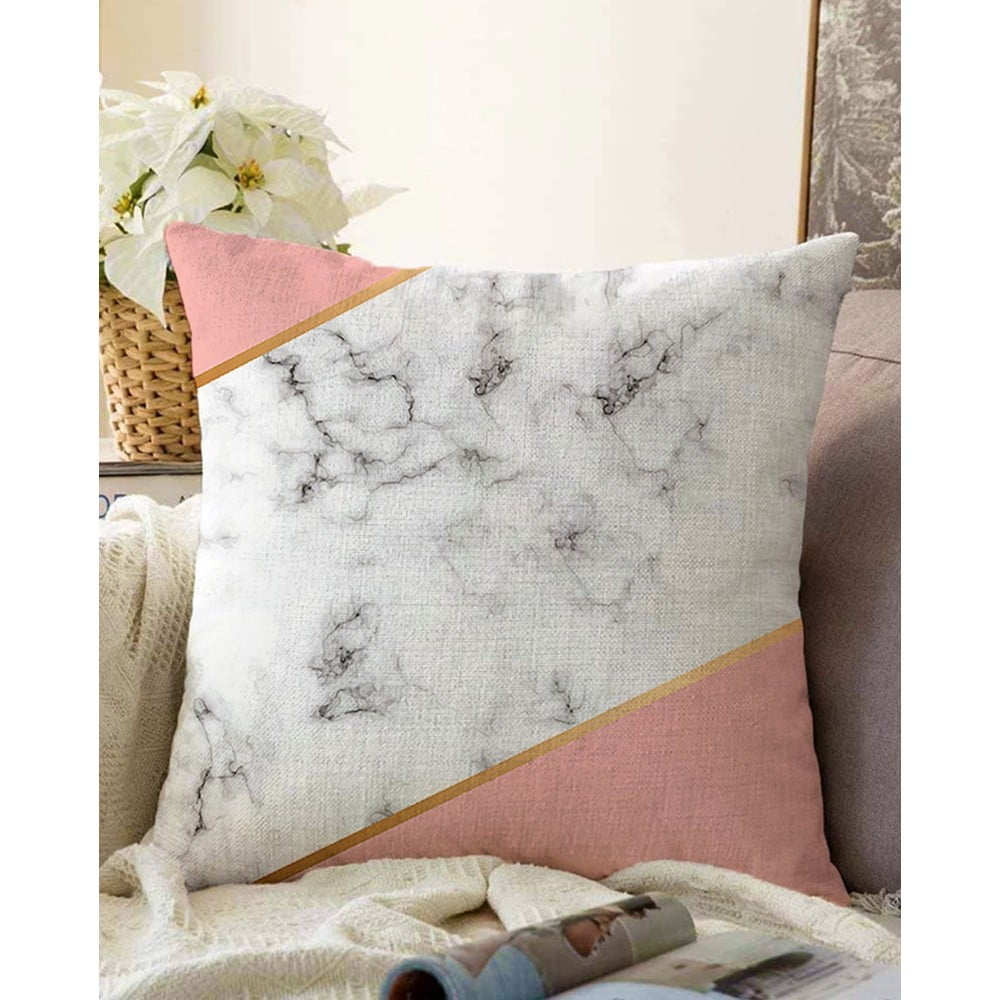 Față de pernă din amestec de bumbac Minimalist Cushion Covers Girly Marble, 55 x 55 cm bonami.ro imagine noua