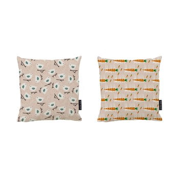Set 2 perne decorative din bumbac butter kings singing bird, 50 x 50 cm