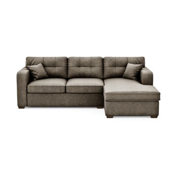 Colțar extensibil cu șezlong pe partea dreaptă prêt à meubler classics melvin, taupe