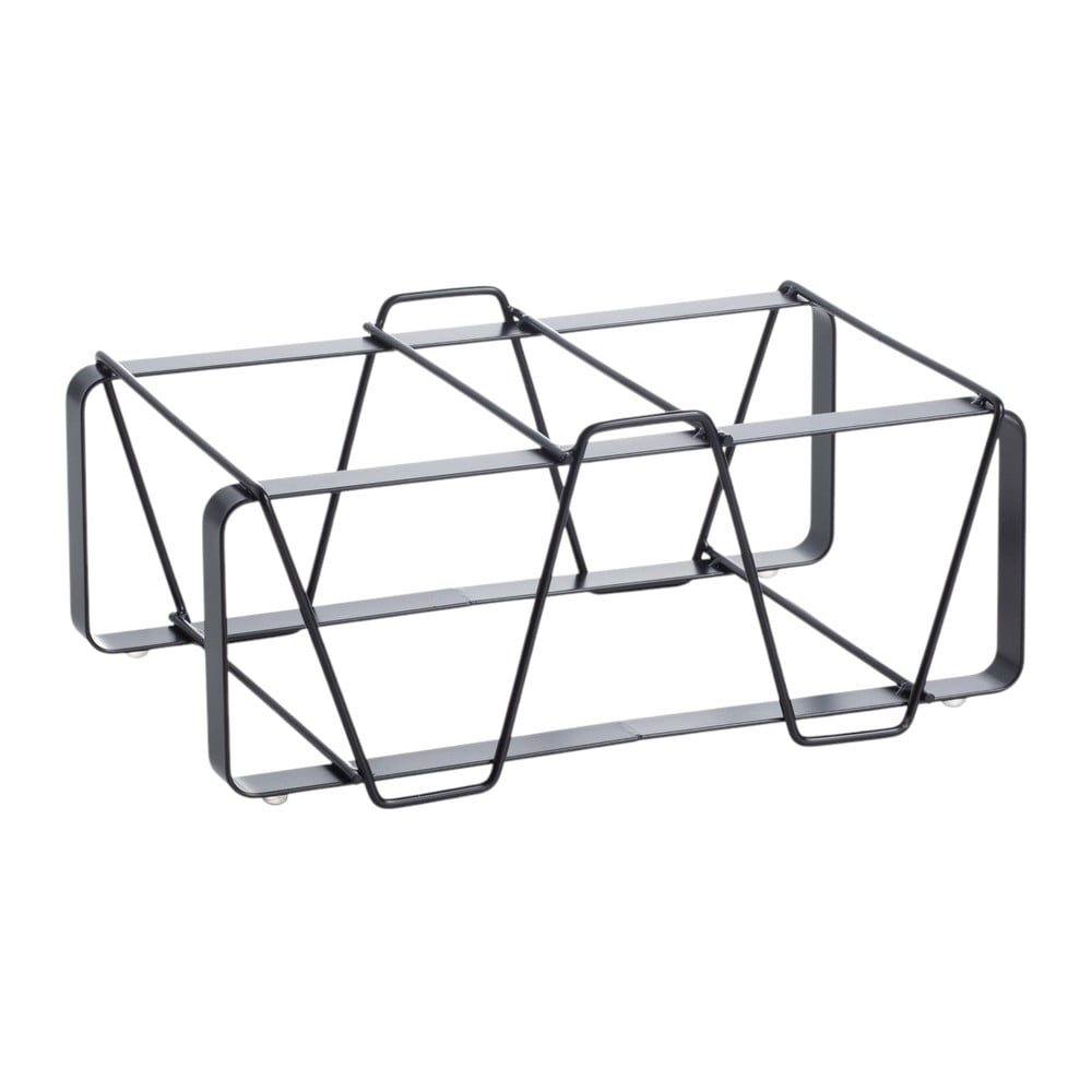 Raft pentru sticle de vin negru din metal număr de sticle 2 30x12x12 cm Cin – Tomasucci