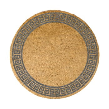 Covoraș intrare rotund fibre de cocos Artsy Doormats Grey Greek Border, ⌀ 70 cm, gri