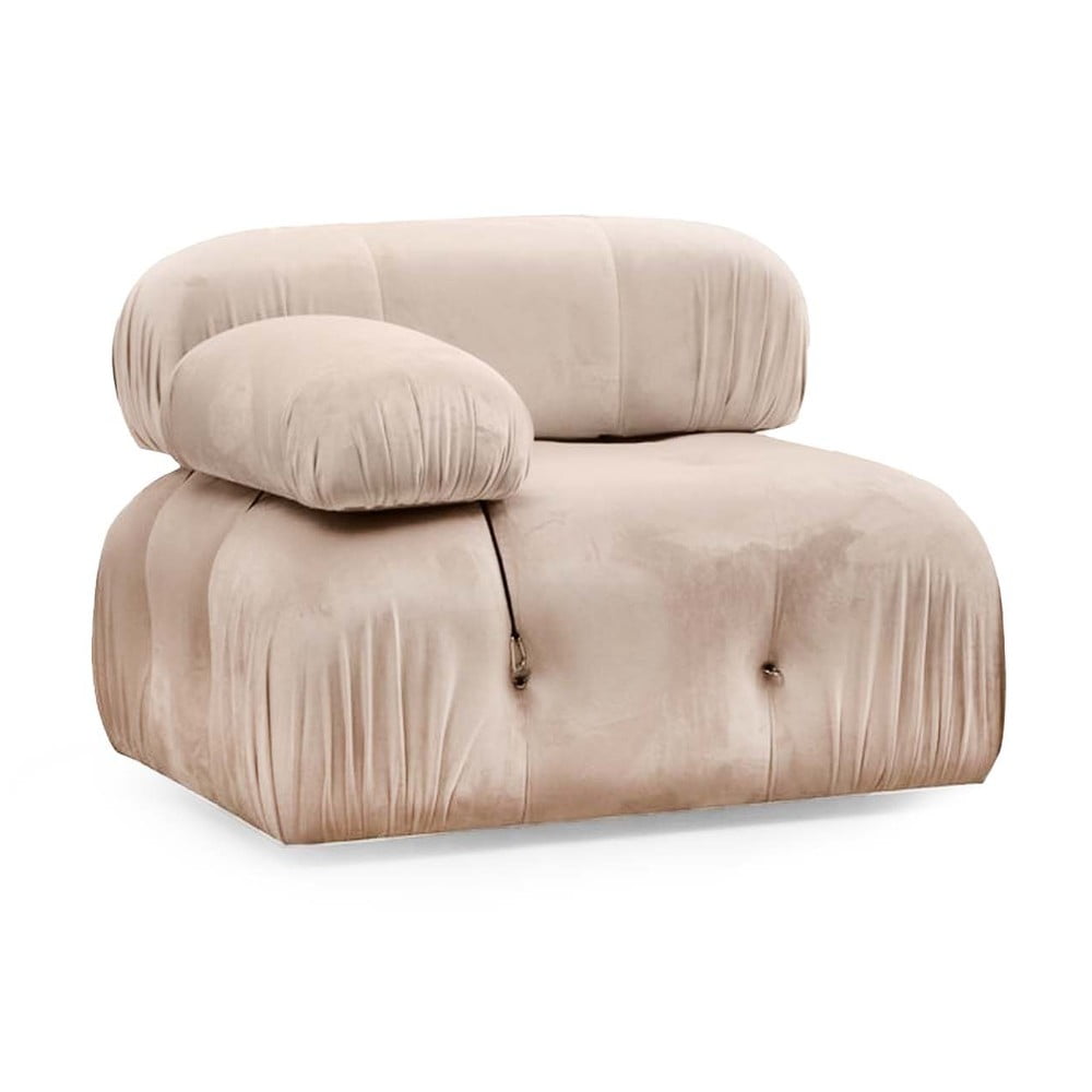 Modul pentru canapea crem cu tapițerie din catifea (cu colțar pe partea stângă ) Bubble – Balcab Home